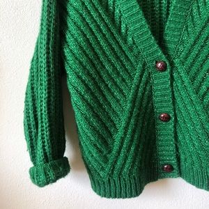 Contemporary Green Knit Cardigan